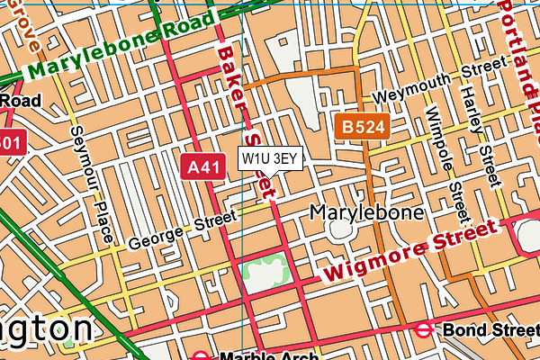 W1U 3EY map - OS VectorMap District (Ordnance Survey)