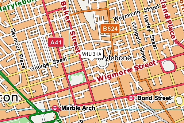 W1U 3HA map - OS VectorMap District (Ordnance Survey)