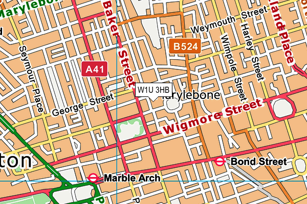W1U 3HB map - OS VectorMap District (Ordnance Survey)