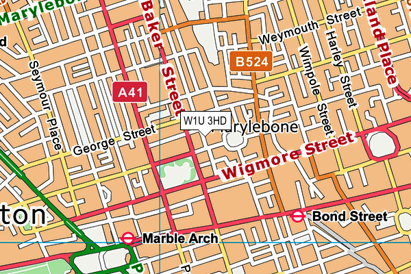 W1U 3HD map - OS VectorMap District (Ordnance Survey)