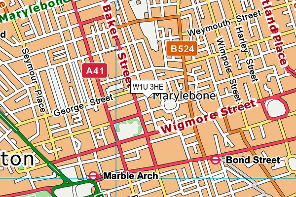W1U 3HE map - OS VectorMap District (Ordnance Survey)