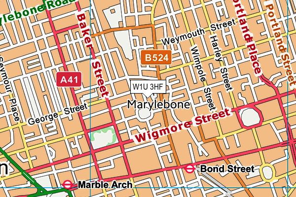 W1U 3HF map - OS VectorMap District (Ordnance Survey)