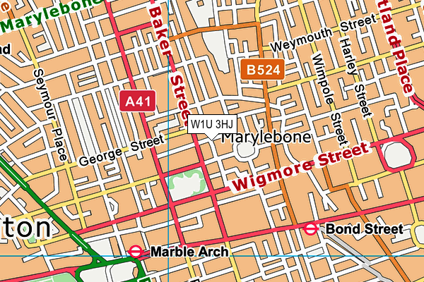W1U 3HJ map - OS VectorMap District (Ordnance Survey)