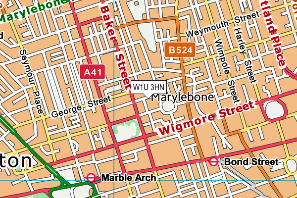 W1U 3HN map - OS VectorMap District (Ordnance Survey)