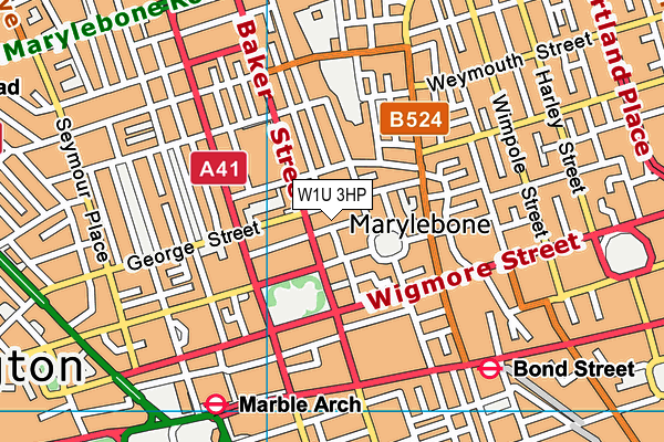 W1U 3HP map - OS VectorMap District (Ordnance Survey)