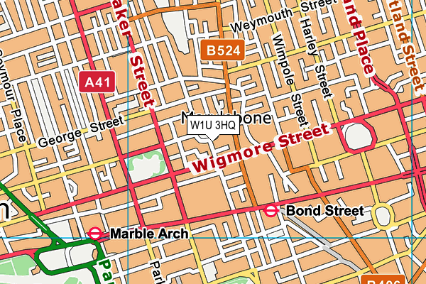 W1U 3HQ map - OS VectorMap District (Ordnance Survey)