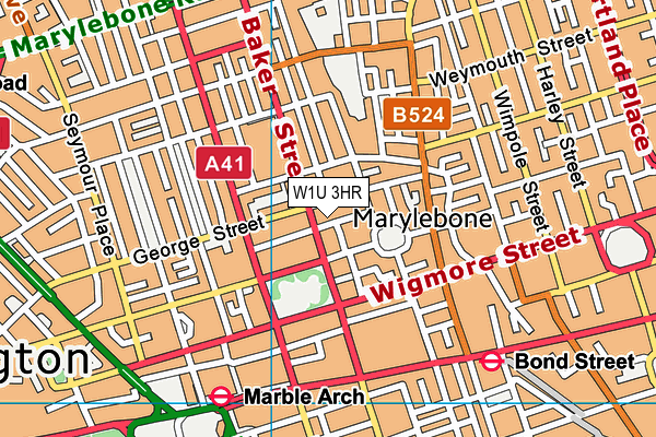 W1U 3HR map - OS VectorMap District (Ordnance Survey)