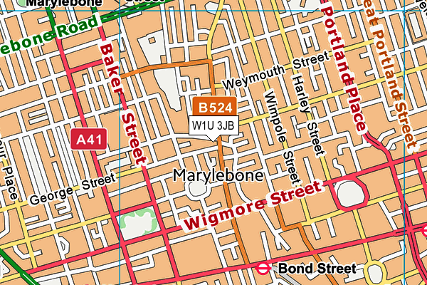 W1U 3JB map - OS VectorMap District (Ordnance Survey)