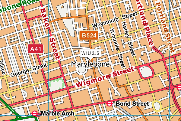 W1U 3JS map - OS VectorMap District (Ordnance Survey)