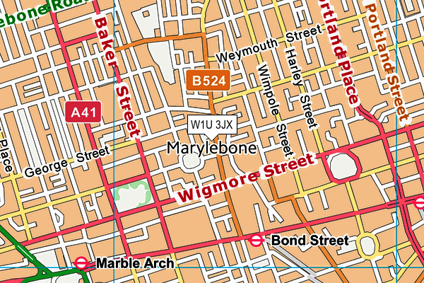 W1U 3JX map - OS VectorMap District (Ordnance Survey)