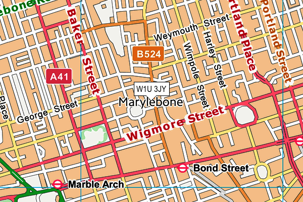 W1U 3JY map - OS VectorMap District (Ordnance Survey)