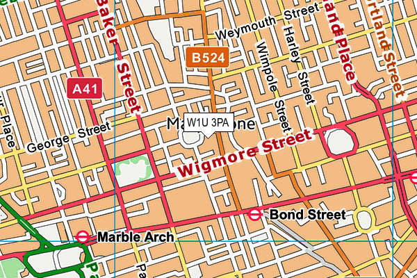 W1U 3PA map - OS VectorMap District (Ordnance Survey)