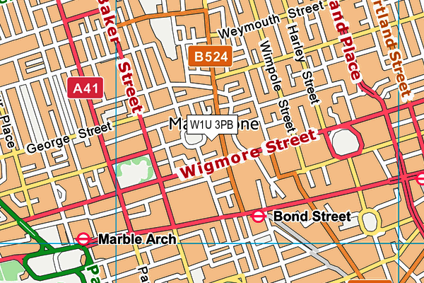 W1U 3PB map - OS VectorMap District (Ordnance Survey)