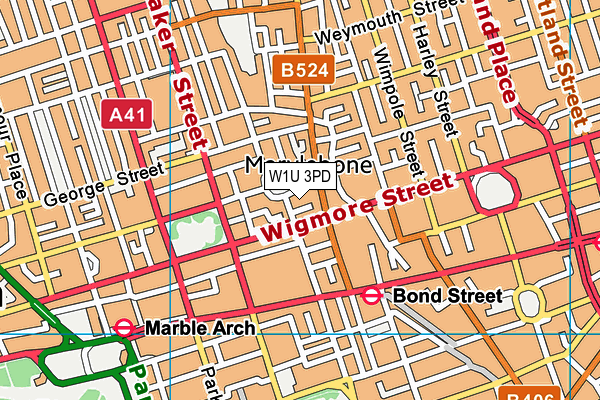 W1U 3PD map - OS VectorMap District (Ordnance Survey)