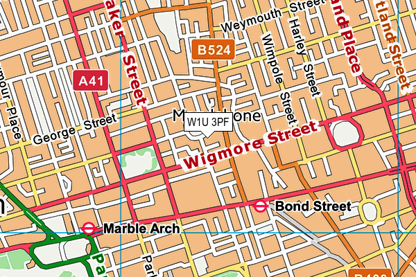 W1U 3PF map - OS VectorMap District (Ordnance Survey)