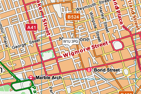 W1U 3PG map - OS VectorMap District (Ordnance Survey)