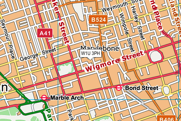 W1U 3PH map - OS VectorMap District (Ordnance Survey)