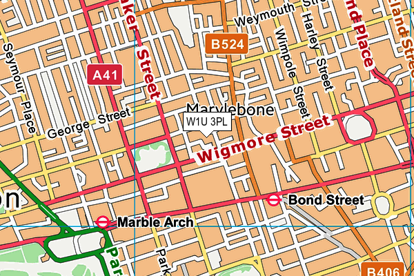 W1U 3PL map - OS VectorMap District (Ordnance Survey)