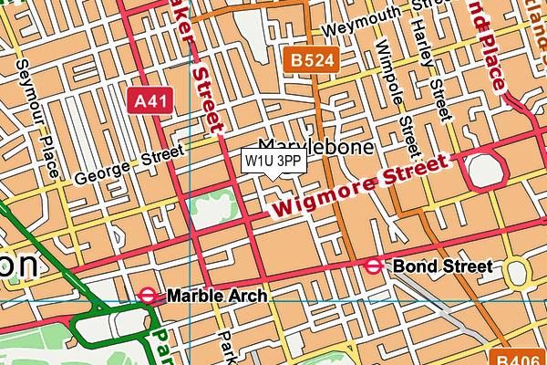W1U 3PP map - OS VectorMap District (Ordnance Survey)