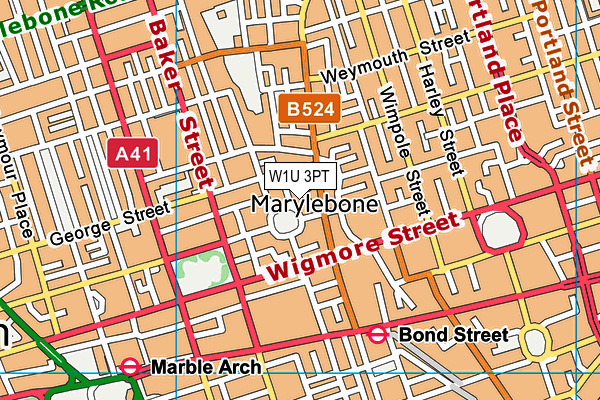 W1U 3PT map - OS VectorMap District (Ordnance Survey)