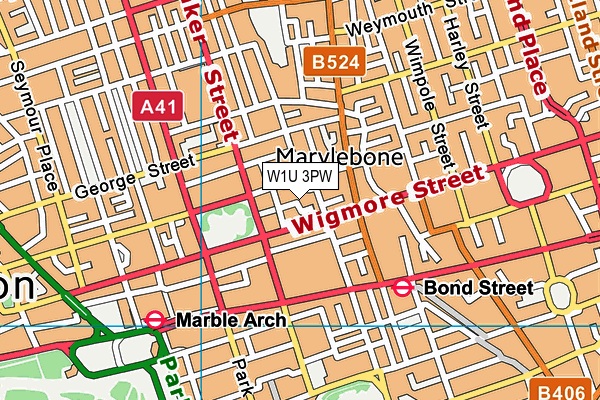 W1U 3PW map - OS VectorMap District (Ordnance Survey)