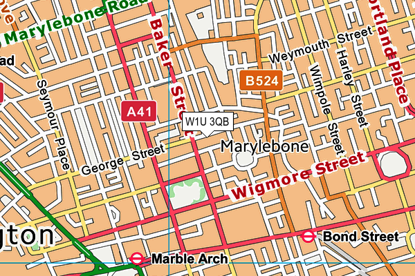 W1U 3QB map - OS VectorMap District (Ordnance Survey)