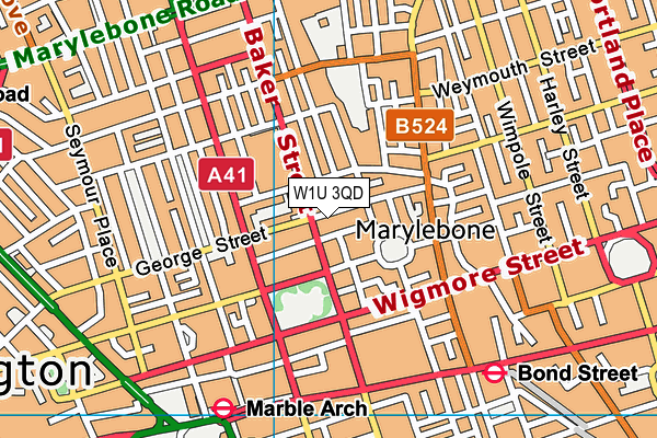 W1U 3QD map - OS VectorMap District (Ordnance Survey)