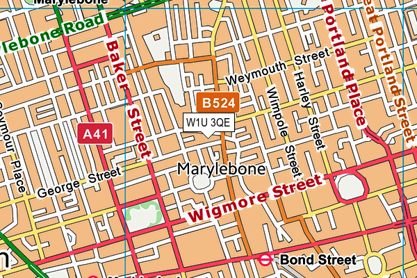 W1U 3QE map - OS VectorMap District (Ordnance Survey)