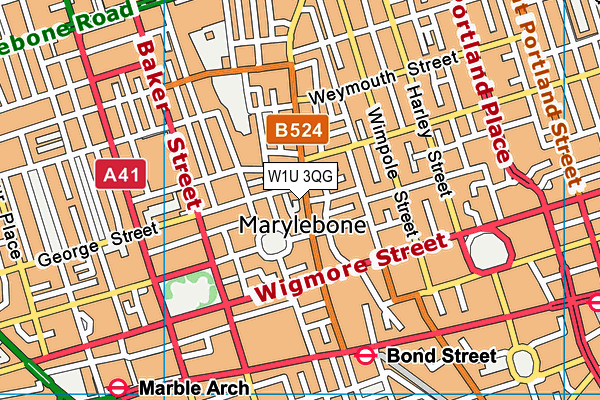 W1U 3QG map - OS VectorMap District (Ordnance Survey)