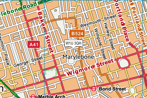 W1U 3QH map - OS VectorMap District (Ordnance Survey)