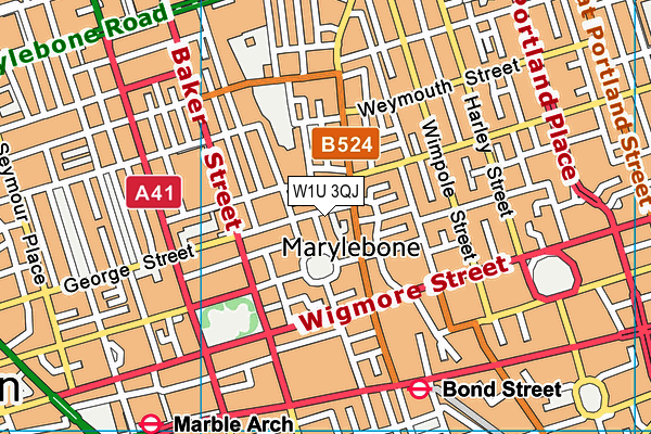 W1U 3QJ map - OS VectorMap District (Ordnance Survey)