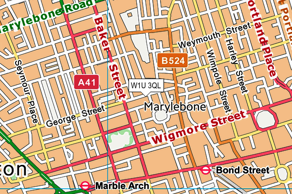 W1U 3QL map - OS VectorMap District (Ordnance Survey)