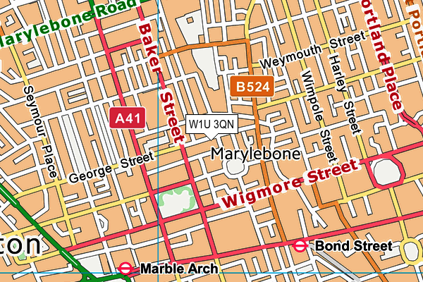 W1U 3QN map - OS VectorMap District (Ordnance Survey)