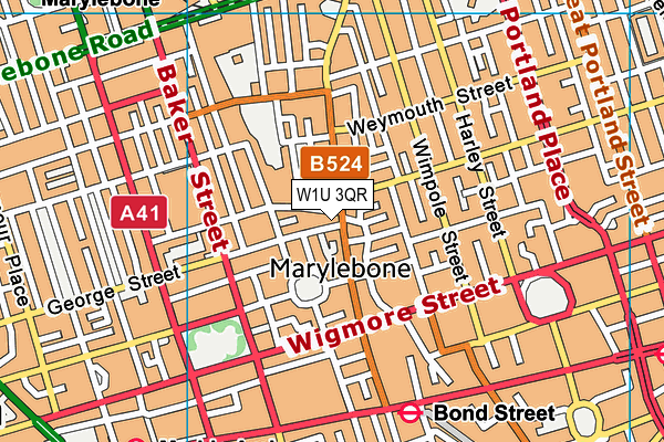 W1U 3QR map - OS VectorMap District (Ordnance Survey)