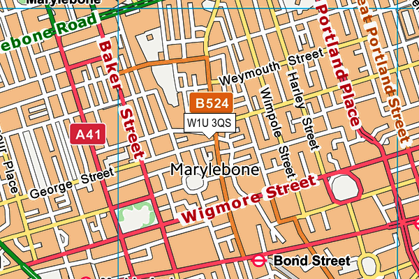 W1U 3QS map - OS VectorMap District (Ordnance Survey)