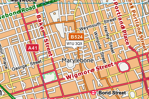 W1U 3QX map - OS VectorMap District (Ordnance Survey)
