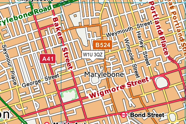 W1U 3QZ map - OS VectorMap District (Ordnance Survey)