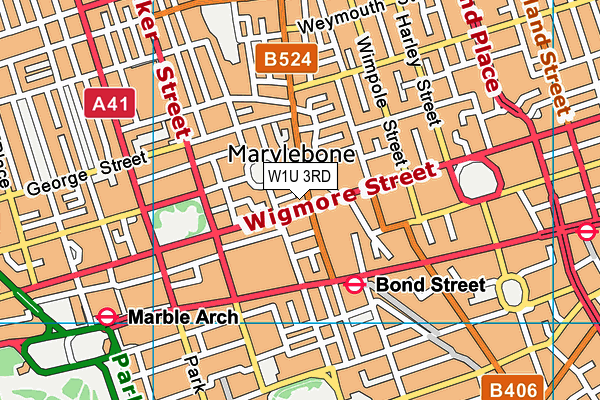 W1U 3RD map - OS VectorMap District (Ordnance Survey)