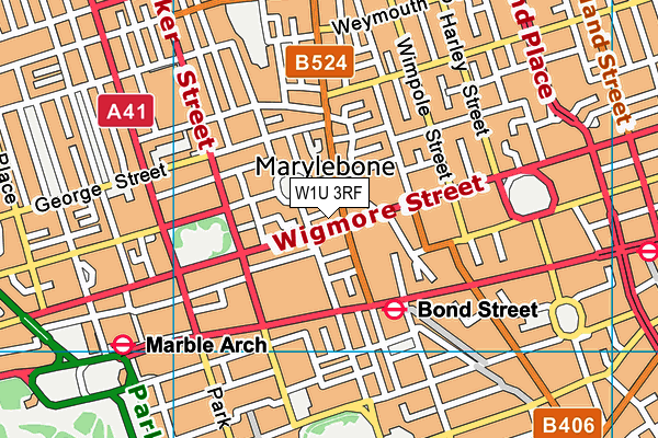 W1U 3RF map - OS VectorMap District (Ordnance Survey)