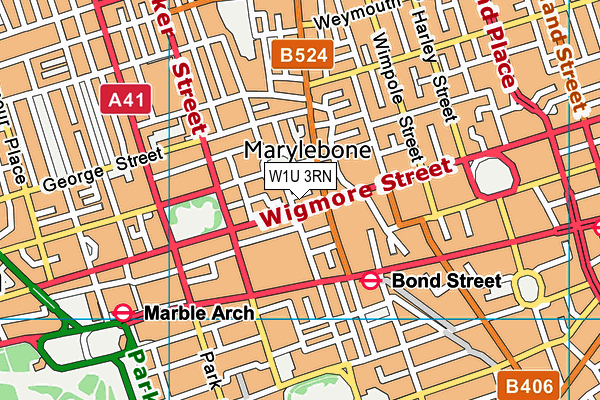 W1U 3RN map - OS VectorMap District (Ordnance Survey)