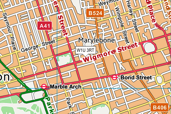 W1U 3RT map - OS VectorMap District (Ordnance Survey)