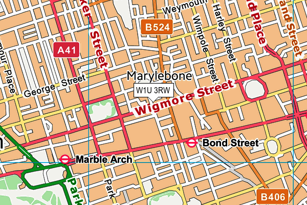 W1U 3RW map - OS VectorMap District (Ordnance Survey)