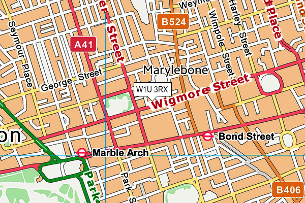 W1U 3RX map - OS VectorMap District (Ordnance Survey)