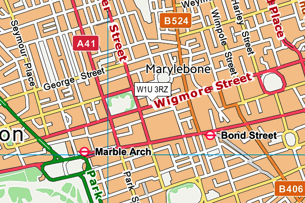 W1U 3RZ map - OS VectorMap District (Ordnance Survey)