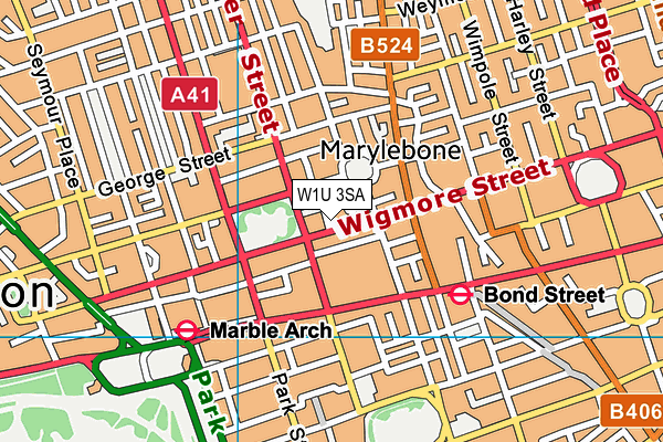 W1U 3SA map - OS VectorMap District (Ordnance Survey)