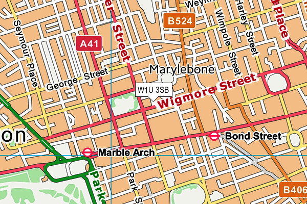 W1U 3SB map - OS VectorMap District (Ordnance Survey)