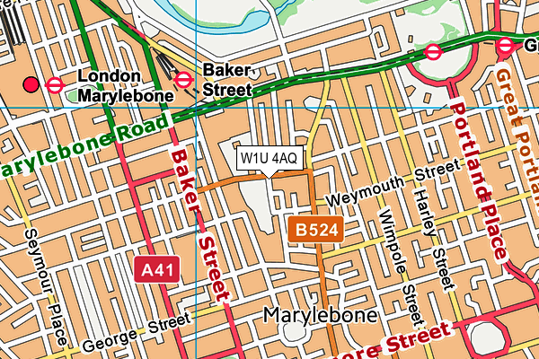 W1U 4AQ map - OS VectorMap District (Ordnance Survey)