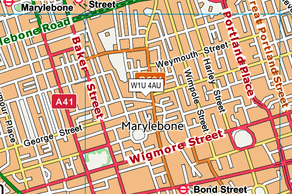 W1U 4AU map - OS VectorMap District (Ordnance Survey)