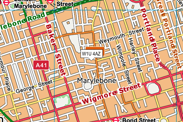 W1U 4AZ map - OS VectorMap District (Ordnance Survey)
