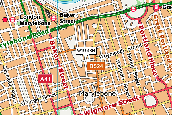 W1U 4BH map - OS VectorMap District (Ordnance Survey)